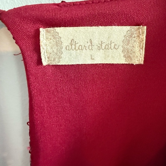Altar'd State Sparkling Burgundy Mini Dress, Wrap Front, Size L - Picture 2 of 4